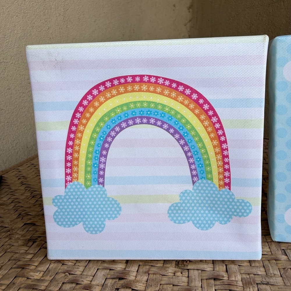 Oopsy Daisy Too Canvas Wall Art Kids 6x6 Multicolor Rainbow Sunshine Decor Set - Picture 2 of 5